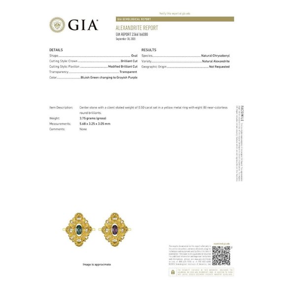 Natural Alexandrite Diamond 18k Yellow Gold Ring - Picture 5 of 6